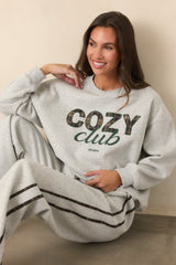 Cozy Club Heather Grey Crewneck Sweatshirt