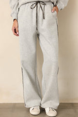 Cozy Club Heather Grey Plaid Stripe Sweatpants