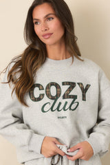 Cozy Club Heather Grey Crewneck Sweatshirt