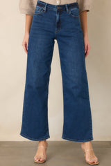 All in Stride Dark Wash High Rise Cropped Wide Leg Jeans