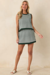 Check the Agenda Hunter Green Gingham Contrast Trim Sleeveless Top