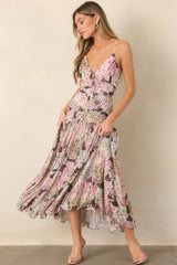 En Saison Kelsey Blush Pink Multi Floral Ruched Maxi Dress