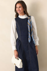 A Little More Like Me Dark Wash Sleeveless Denim Midi Dress
