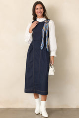A Little More Like Me Dark Wash Sleeveless Denim Midi Dress