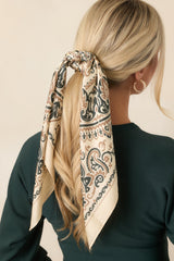 A Pattern of Distinction Ivory Multi Paisley Print Square Scarf
