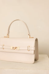 Carry On Your Way Ivory Faux Leather Top Handle Bag