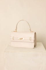Carry On Your Way Ivory Faux Leather Top Handle Bag