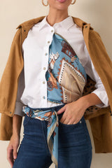 Charmed Travels Blue Multi Equestrian Print Scarf