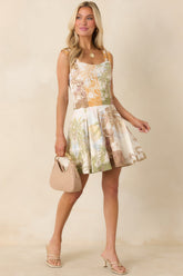 AIYIA Nevaeh Multi Tropical Beach Print Pleated Mini Dress