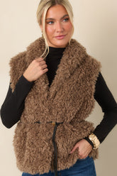 By the Fireside Mocha Faux Fur Vest
