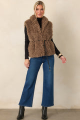 By the Fireside Mocha Faux Fur Vest