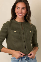 Astrid Parker Moss Green Ribbed Cardigan