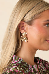 Beautifully Unfolded Gold Fan Earrings