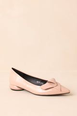 All These Years Beige Patent Faux Leather Pointed Toe Flats