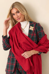 A Soft Embrace Red Cashmere Blend Scarf