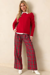 A Moment to Myself Red Crew Neck Knit Sweater