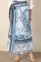 Anna Cate Wiley Blue Myth Paisley Wrap Maxi Skirt