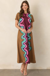 CROSBY Coco Serpentine Multi Short Sleeve Maxi Dress