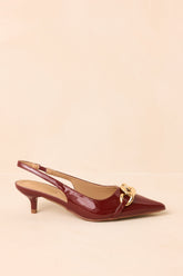 Chain of Events Sienna Patent Gold Chain Slingback Kitten Heels
