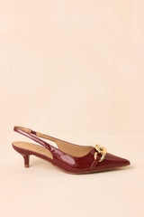 Chain of Events Sienna Patent Gold Chain Slingback Kitten Heels