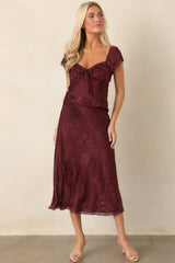 ASTR the Label Windey Mulberry Satin Midi Skirt
