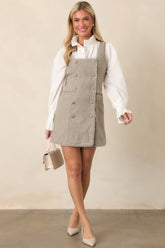 ASTR the Label Luna Taupe Double-Breasted Mini Dress
