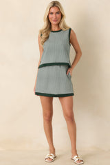 Check the Agenda Hunter Green Gingham Contrast Trim Sleeveless Top