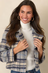 Astrid Stevie Blue Plaid Flannel Jacket