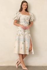 En Saison Georgina Ivory Floral Lattice Textured Midi Dress