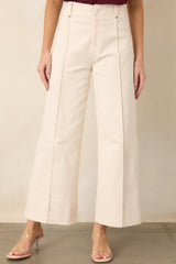 Business & Pleasure Ivory Cotton Wide Leg Cropped Pants