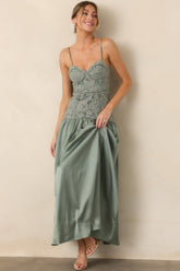 ASTR the Label Kaylani Sage Lace Bustier Maxi Dress