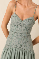 ASTR the Label Kaylani Sage Lace Bustier Maxi Dress