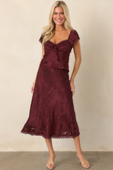 ASTR the Label Windey Mulberry Satin Midi Skirt