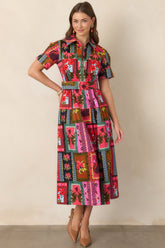 CROSBY Fairiss Vintage Vignette Multi Belted Maxi Dress