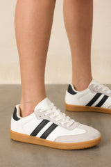 Bring The Good Vibes White Faux Leather Lace-Up Sneakers