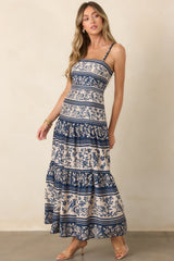 Anna Cate Jasper Blue Menagerie Stripe Midi Dress