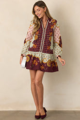 Anna Cate Wine & Sage Rustic Bloom Mini Dress