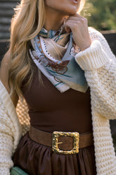Charmed Travels Blue Multi Equestrian Print Scarf