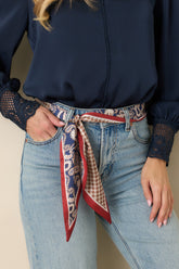 Country Club Blue Multi Paisley & Houndstooth Scarf Tie