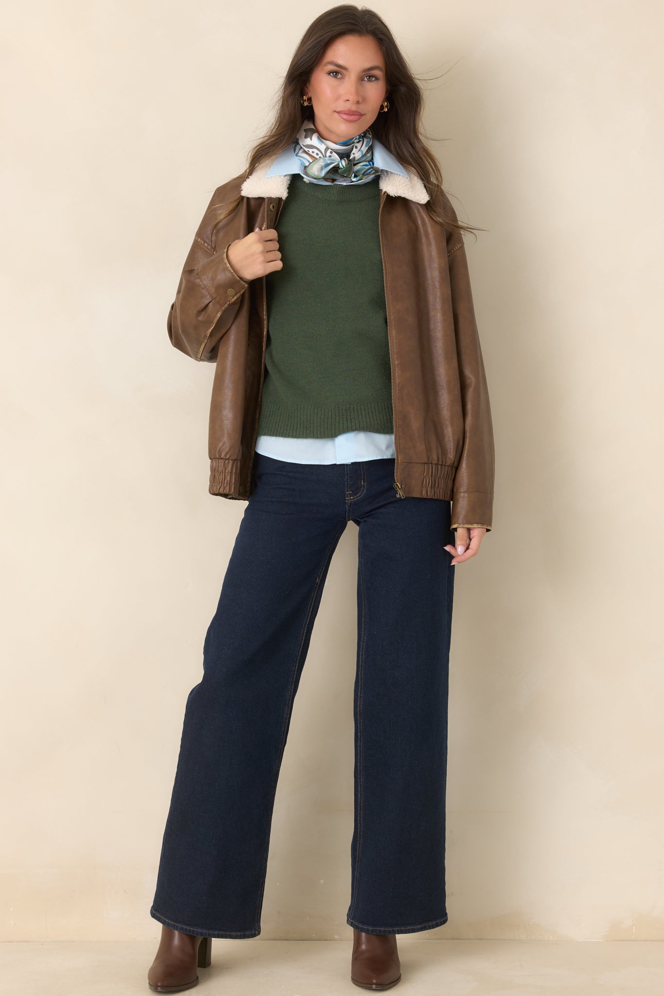 A Moment to Myself Moss Green Crew Neck Knit Sweater