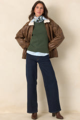 A Moment to Myself Moss Green Crew Neck Knit Sweater