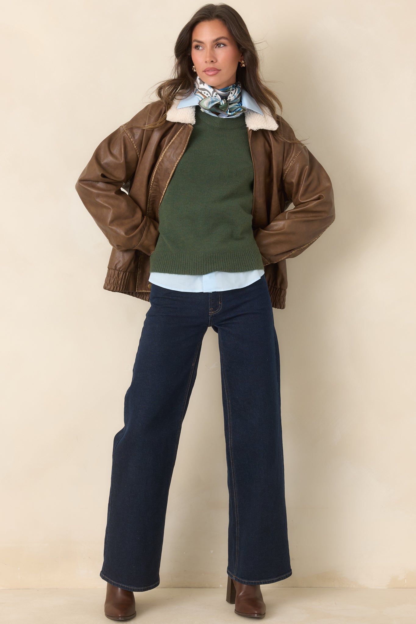 A Moment to Myself Moss Green Crew Neck Knit Sweater