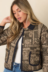 Consider It Covered Moss Green & Ivory Paisley Quilted Jacket