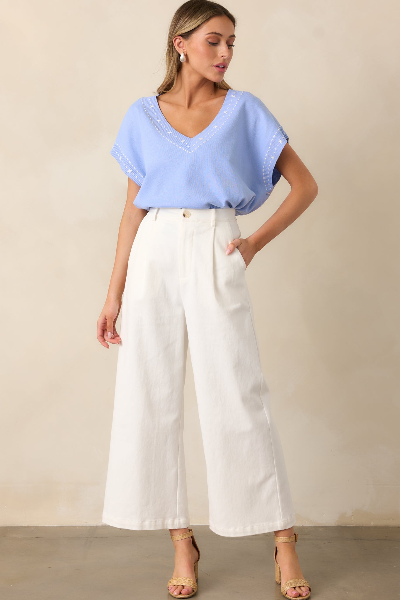 Call It Fate Ivory Wide Leg Cropped Jeans