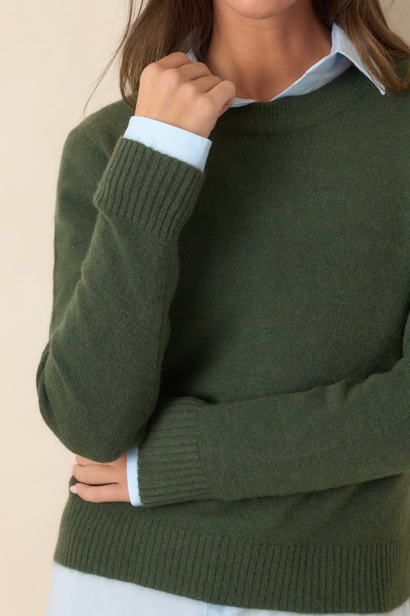 A Moment to Myself Moss Green Crew Neck Knit Sweater