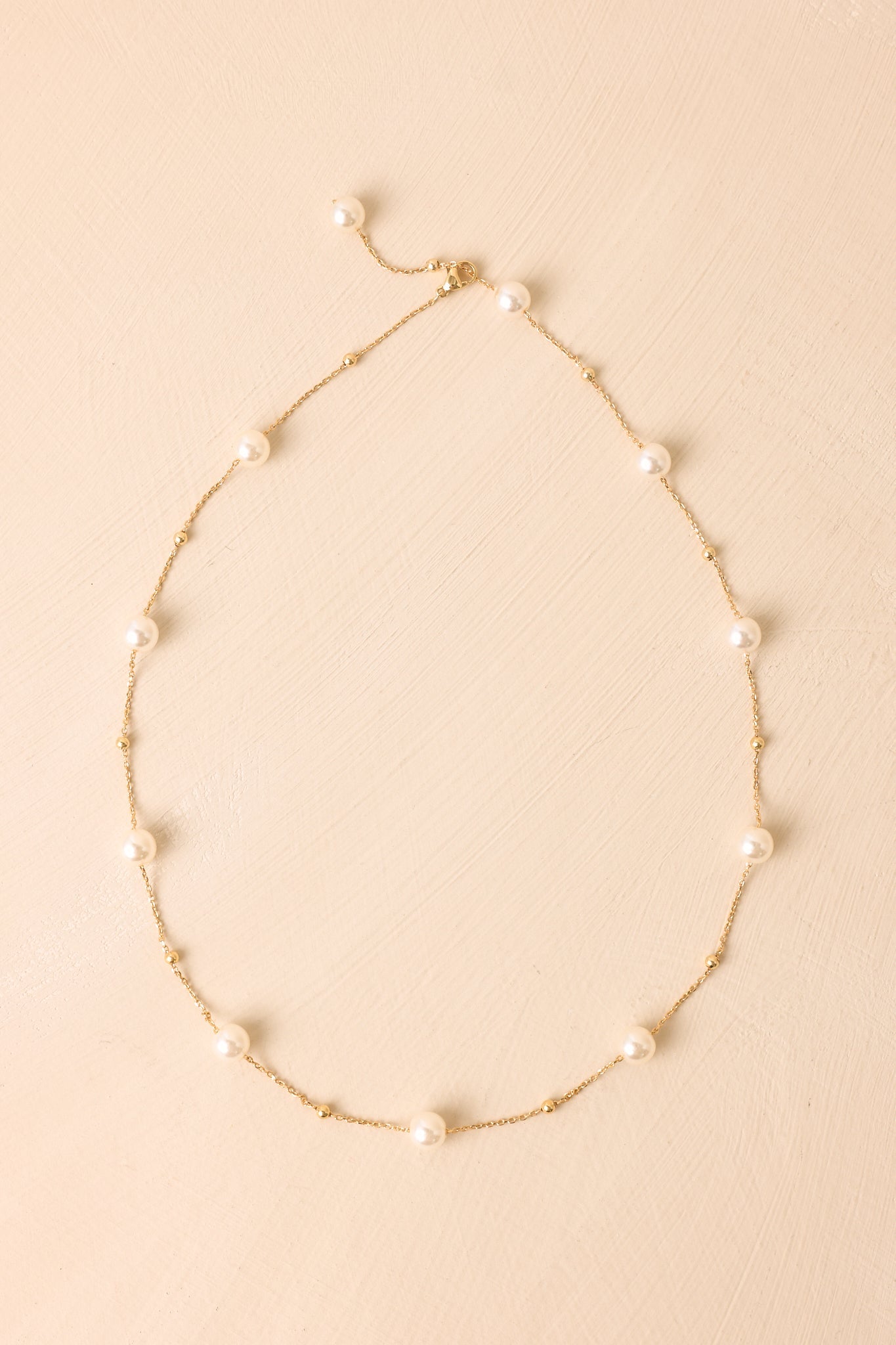 All the Way Around Gold Pearl Chain Necklace