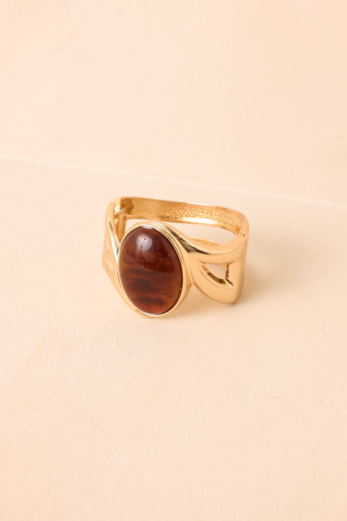 At the Center Gold & Amber Hinged Cuff Bracelet