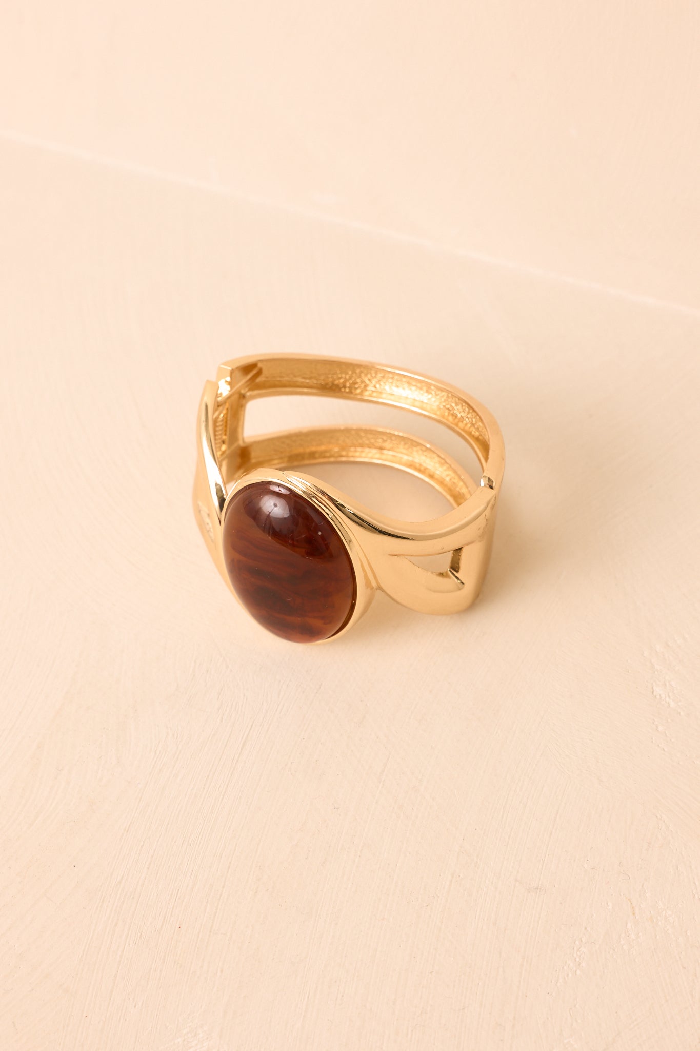 At the Center Gold & Amber Hinged Cuff Bracelet