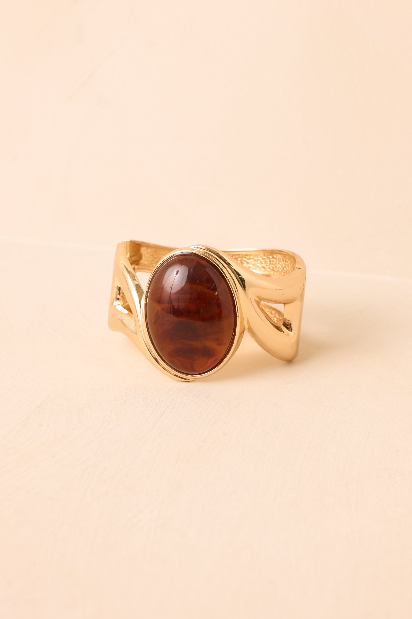 At the Center Gold & Amber Hinged Cuff Bracelet