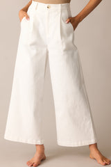 Call It Fate Ivory Wide Leg Cropped Jeans
